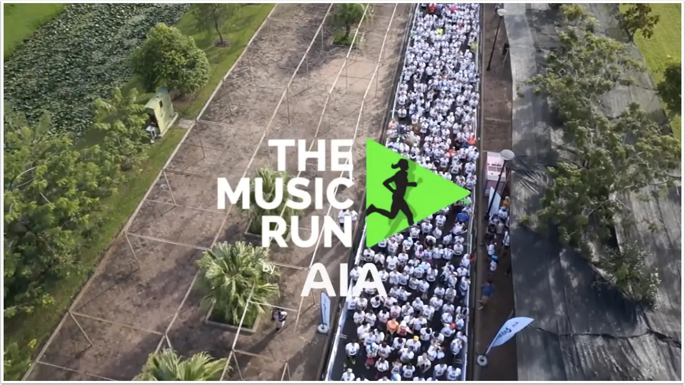 AIA Music Run aerial shot with the event logo