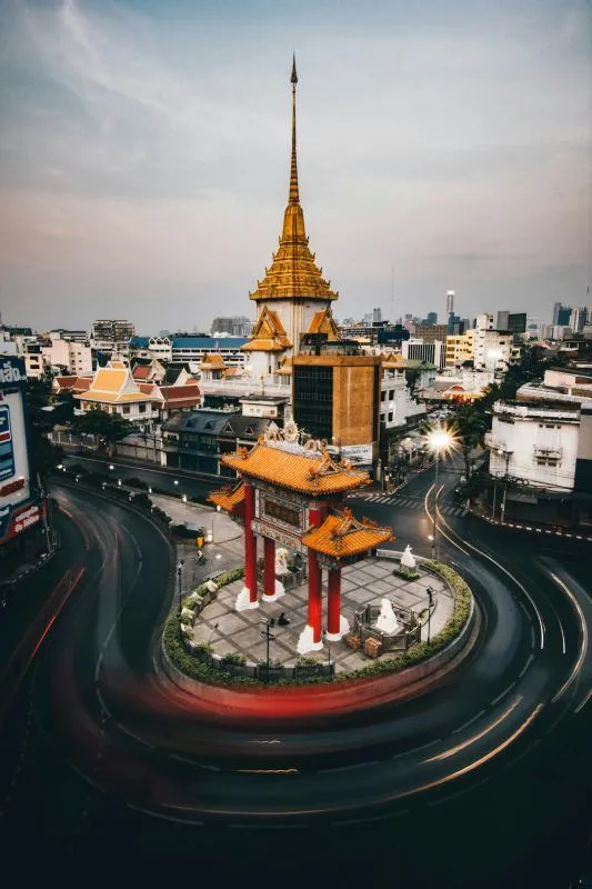 Film location scouted by Bangkok Production Company in Thailand: Chinatown gate at night