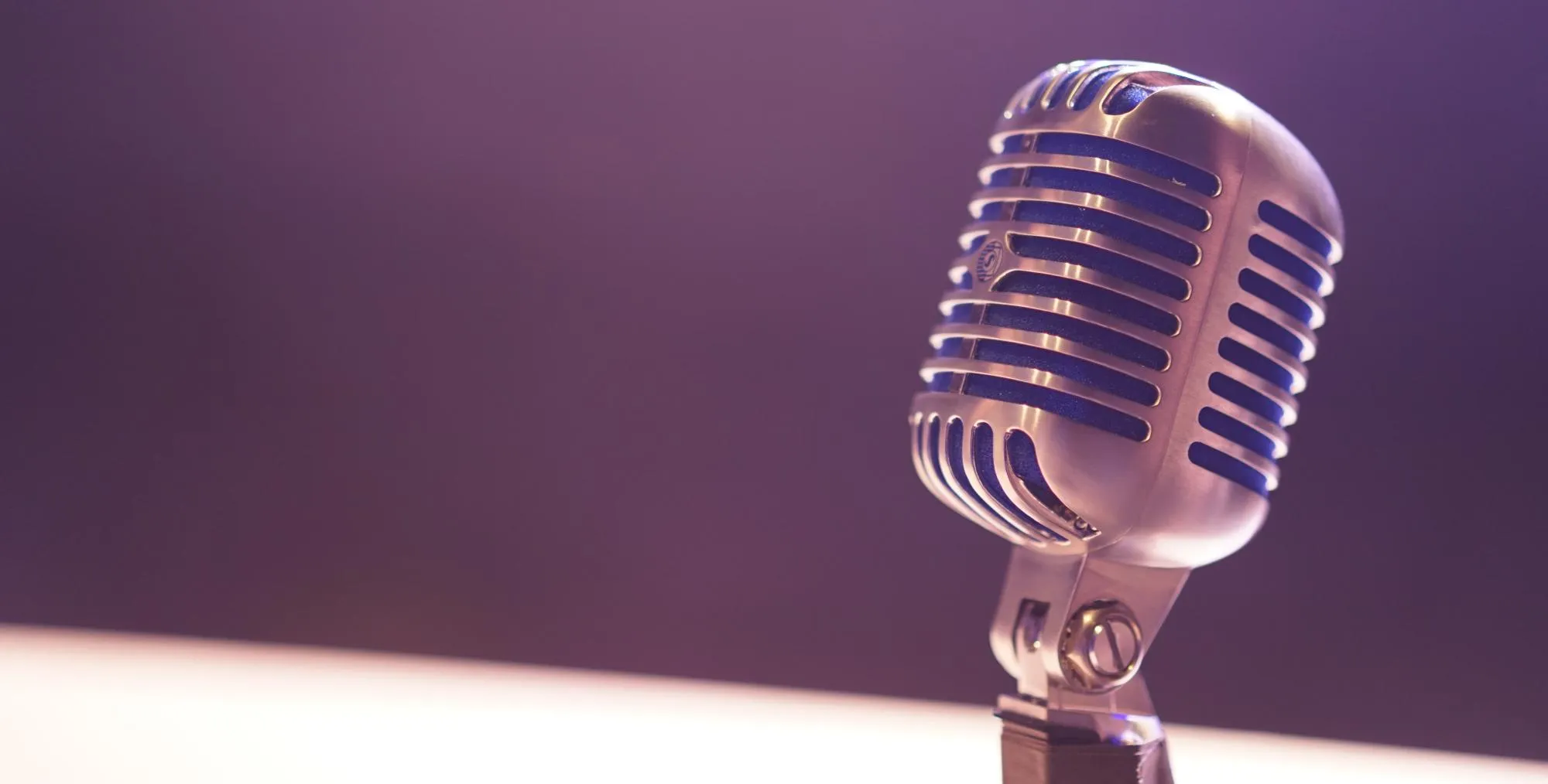 Vintage studio microphone in a recording studio