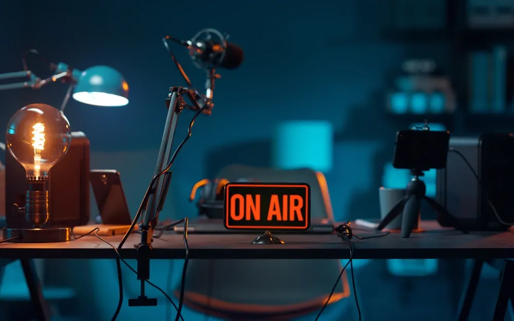 Live streaming setup with an On Air sign