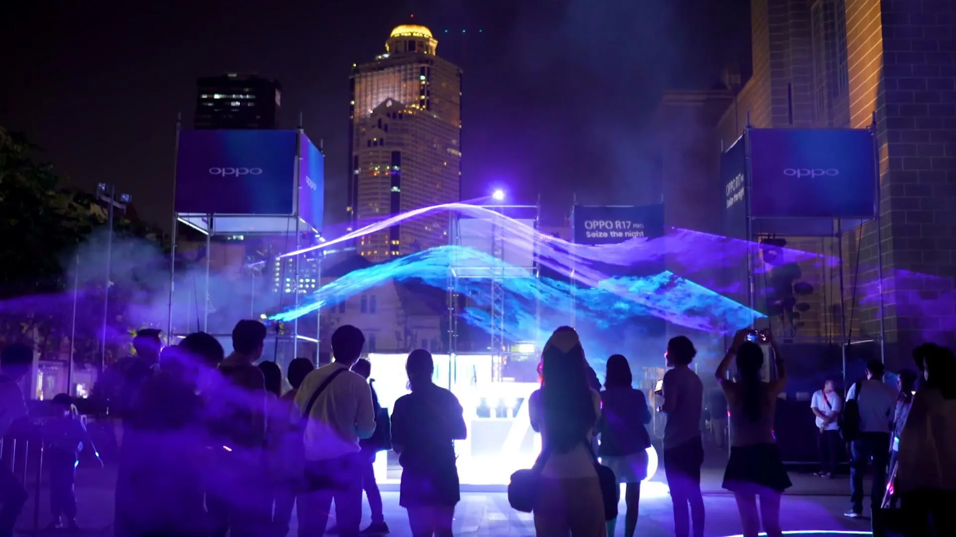 OPPO launch event at night in Bangkok